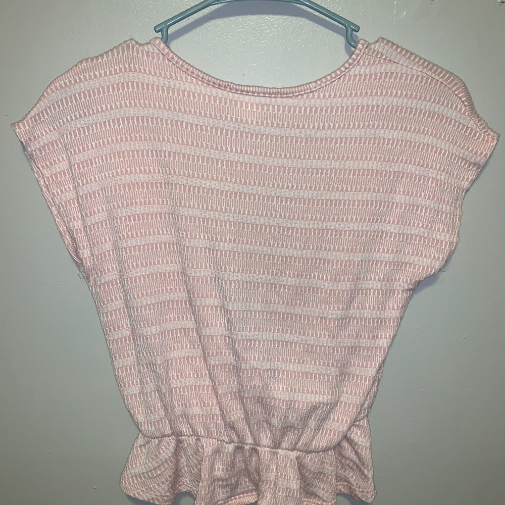 Pink and white slip crop top